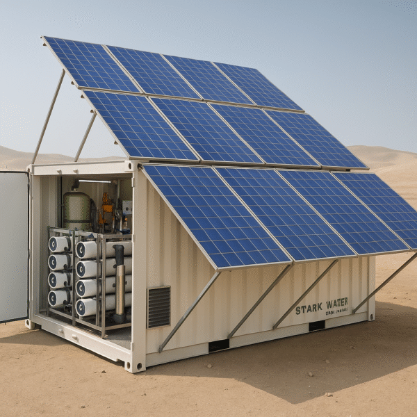 Solar-powered desalination system providing clean water to coastal communities